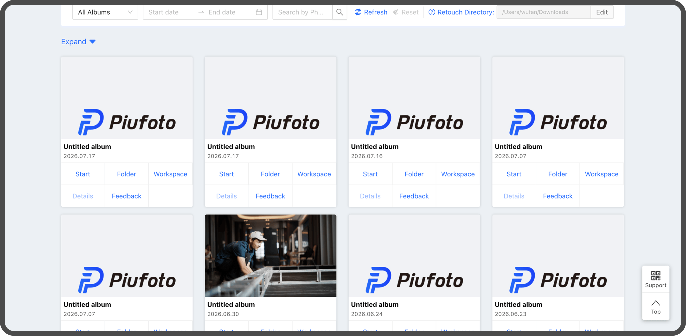Desktop client for batch auto-download of photos