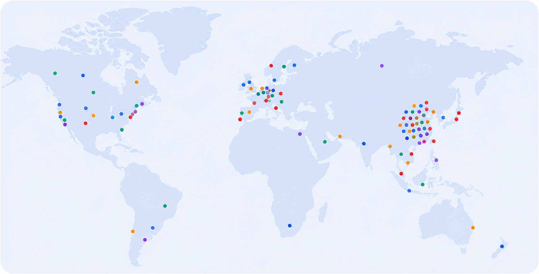 Global service coverage across cities in China and worldwide